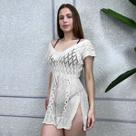 Vestidinho Saída de Praia Feminino Regulavel Tricot Croche Moda Verão