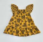 Vestido 1/8 Kyly Amarelo Estampa Corações com Detalhe Leopardo