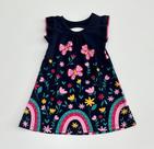 Vestido 1/8 Kyly Azul Marinho Estampa Arco-Íris com Strass