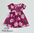Vestido 1/8 Kyly Infantil Pink Estampado Onças Cinza e Flores Coloridas