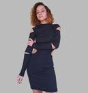 Vestido 2 em 1 (usa dos dois lados) com recortes e manga longa preto M