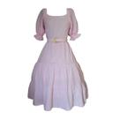 Vestido 3 Marias Listrado Rosa Lastex Com Cinto