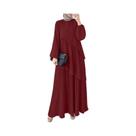 Vestido Abaya Elegante Com Mangas Em Patchwork Para Mulheres, Maxi Com Camadas Plissadas, Moda