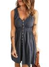 Vestido Acelitt, verão de 2024, moda, decote em V, sem mangas, cinza