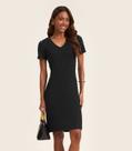Vestido Acinturado Em Ribana Canelada Rovitex Preto Vestido Acinturado Em Ribana Canelada Rovitex Preto