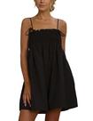 Vestido AIHUKOCY sem mangas, decote quadrado, sem encosto, mini preto