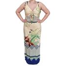 Vestido Alça Estampado Mel e Canela Viscose 100% Plus Size