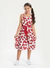 Vestido Alcinha Verão Menina Natural com Babado e Faixa para Amarração Corações
