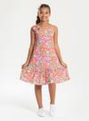 Vestido Alcinha Verão Menina Rosa com Babado Lacinhos