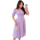Vestido Alfaiataria Evangélico Fenda Lateral Lilás Uma Forma da Moda Size Standard Average Multiuso