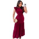 Vestido Alfaiataria Evangélico Vinho Com Laço Valorizando a Silhueta Vestido Alfaiataria Evangélico Vinho Com Laço Valorizando a Silhueta