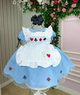 Vestido Alice no Pais das Maravilhas Azul Rainha de Copas Azul