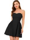 Vestido Allegra K sem alças Sweetheart Off Shoulder Mini M preto