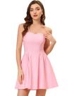 Vestido Allegra K sem alças Sweetheart rosa mini pequeno Vestido Allegra K sem alças Sweetheart rosa mini pequeno