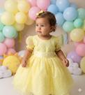 Vestido Amarelo Bolinhas Marie infantil do P ao 6 anos