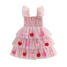 Vestido Amnnchya Toddler Girl Dia dos Namorados com coração de tule rosa 5-6Y
