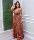 Vestido animal print tecido suede