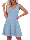 Vestido ANRABESS Summer Mini Regata de Malha Sem Mangas Azul Viscose Vestido ANRABESS Summer Mini Regata de Malha Sem Mangas Azul Viscose