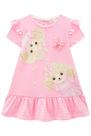 Vestido aplique borboleta em malha textura rosa -