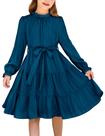 Vestido Arshiner azul de manga comprida para festa formal de 12 a 13 anos