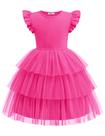 Vestido Arshiner Ruffle Tutu para menina de 4 a 5 anos rosa choque