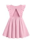 Vestido Arshiner Toddler Girl rosa com babados sem encosto