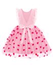 Vestido Arshiner Toddler Wedding Guest rosa com estampa de coração