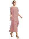 Vestido Arsyince Boho de Chiffon para Mãe da Noiva em Rosa Antigo