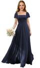 Vestido Augday Chiffon Ruched Flower Girl azul marinho tamanho 10