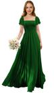 Vestido Augday Girls plissado para festa de casamento em chiffon Emerald 4