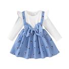 Vestido Azul De Manga Longa Para Bebê Menina, Primavera E Outono, Detalhe De Laço Fofo, Idade De 0 a