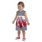 vestido azul marinho listrado floral Kyly