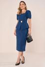 Vestido Azul Midi em Alfaiataria Peplum Fascinius - Vestido Azul Midi em Alfaiataria Peplum Fascinius -