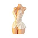 Vestido Baby Doll Feminino Sexy De Renda Com Abertura Frontal E Fecho, Decote V Profundo E Corpete Vestido Baby Doll Feminino Sexy De Renda Com Abertura Frontal E Fecho, Decote V Profundo E Corpete