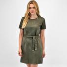 Vestido Bana Bana Curto em Suede Manga Curta Feminino Vestido Bana Bana Curto em Suede Manga Curta Feminino