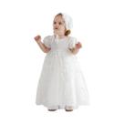 Vestido baptizado bebé menina com gorro, renda, vestidos de baptizado, aniversário