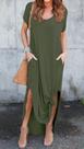 Vestido Barra Arredondada Com Bolso Moda Femenina