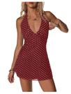 Vestido BEAUDRM Polka Dots Halter sem encosto sem mangas para mulheres Vestido BEAUDRM Polka Dots Halter sem encosto sem mangas para mulheres