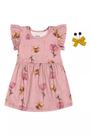 Vestido Bebê Abelhinha Com Presilha Laço Elian Rosa 3