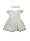 Vestido Bebê em Algodão Malha Detalhe Renda e Tule em Poá Bege