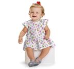 Vestido Bebê em Meia Malha com body interno floral Kyly