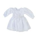 Vestido Bebê Flores ML Pérolas Godê Com Fita Branco