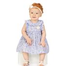 Vestido Bebê Menina em Cambraia com Calcinha cor Azul Tamanho:PCor:Igual da foto