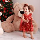 Vestido Bebê Menina Natal Vermelho Flocos Dourado Vestido Bebê Menina Natal Vermelho Flocos Dourado