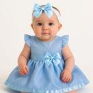 Vestido Bebê Menina Princesa Luxo com Faixa Tiara Microfibra Festas Vestido Bebê Menina Princesa Luxo com Faixa Tiara Microfibra Festas