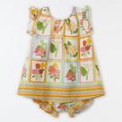 Vestido Bebê Mini Flor Postal C/ Tapa Fraldas Fábula