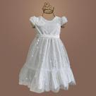 Vestido Bebê Tule Holográfico Borboletas Brilho Delicado para Festa e Aniversário