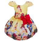 Vestido Bela e a Fera Laço Vermelho Luxo Infantil Festa