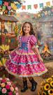 Vestido Bella Child Junino Quermesse Chique Pink - Tecido Tecno Sporting