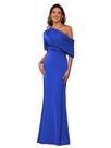 Vestido BITALY Satin Ocean Blue Mother of the Bride US0 com mangas
